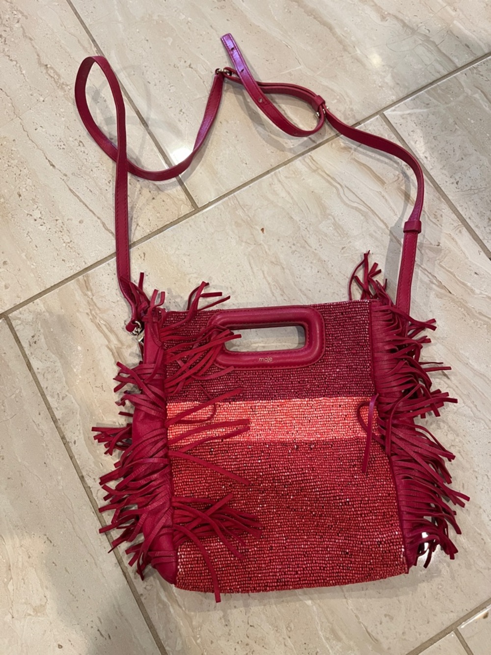 Maje Beaded Crossbody Bag with Top Handle